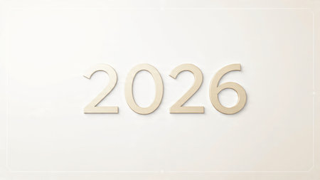 Luxury 2026 greeting backdrop with crisp cool frost shine and clean festive balance.