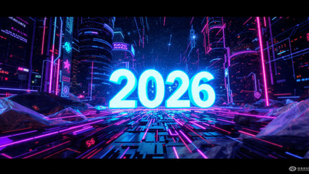 Premium 2026 celebration template with silky cool gradients and crisp white space.