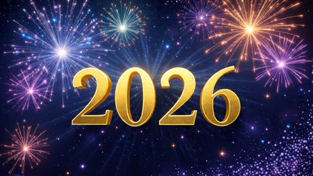 Luxury 2026 celebration design with soft frost sparkle field and clean premium space.