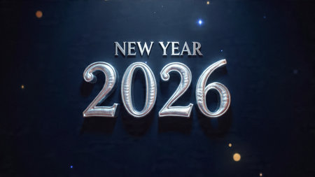 Luxury 2026 winter canvas with soft silver glow gradient and minimal festive charm.