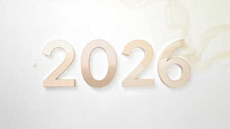 Elegant 2026 premium background with silver light diffusion and minimal sparkle noise.