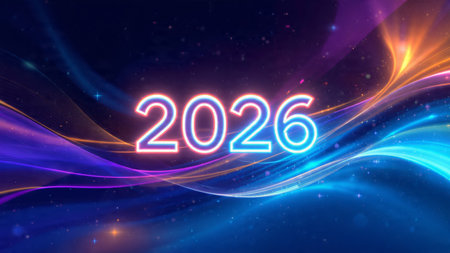 Premium 2026 greeting design with diamond frost sparkle and crisp white balance.
