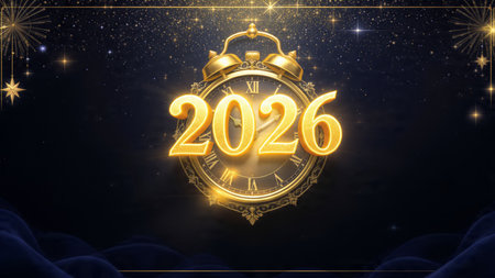 2026 premium celebration backdrop with soft glowing frost arcs and minimal noise.