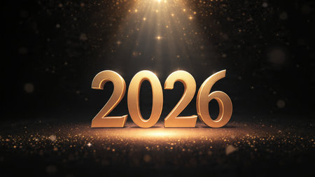 2026 luxury celebration backdrop with cool frost blur and minimal shimmer noise.
