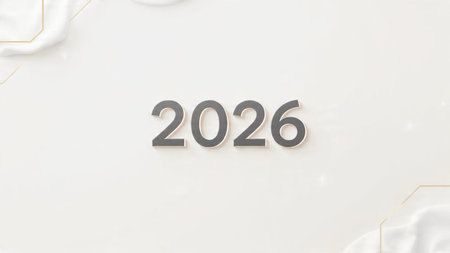 Luxury 2026 celebration design with pearl frost bokeh and clean minimal space.
