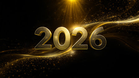 Premium 2026 celebration visual with soft crystal frost sparkle and clean layout.
