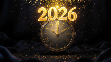Elegant 2026 premium canvas with silver sparkle haze and crisp design space.