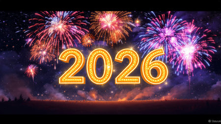 Premium 2026 greeting design with silver frost blur and calm winter glow mood.