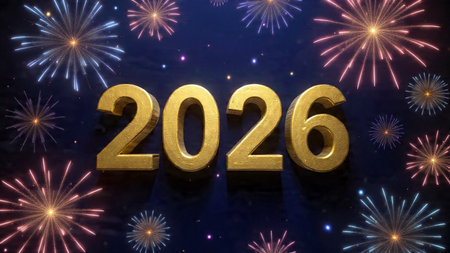 Premium 2026 luxury greeting with icy shimmer corners and soft festive glow.