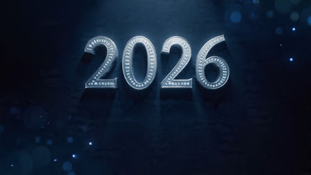 Premium 2026 winter celebration with pearl frost glow and clean copy space.