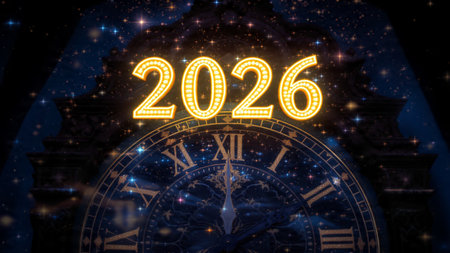 2026 luxury winter canvas with soft silver glow gradient and crisp festive mood.の写真素材