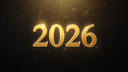 Elegant 2026 luxury background with crisp winter sparkle trails and clean copy space.