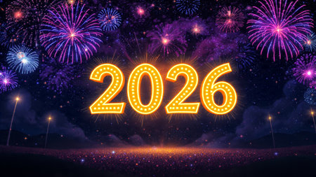 Premium 2026 winter canvas with soft silver glow gradient and cool festive charm.