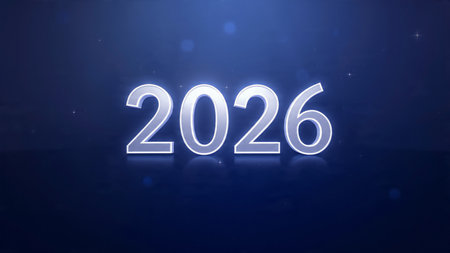 Premium 2026 celebration template with soft cool glimmer bloom and crisp balance.