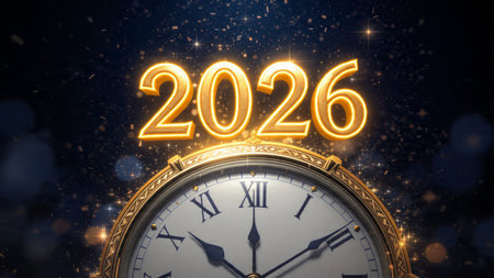 Premium 2026 New Year greeting with silky cool gradients and crisp layout balance.