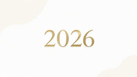 Winter luxury New Year 2026 scene with soft snowfall blur, silver gleam lighting, high-resolution...