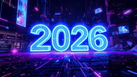 Elegant 2026 premium background with silver light diffusion and minimal sparkle noise.
