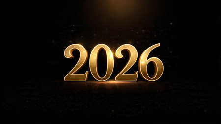 Luxury 2026 winter canvas with crystal-dust particles and clean festive space.