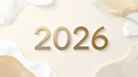 Elegant 2026 premium canvas with silver sparkle trails and soft cool glow.