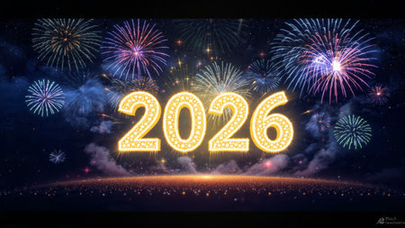 Luxury 2026 seasonal template with frost-glass light arcs and minimal noise overlay.