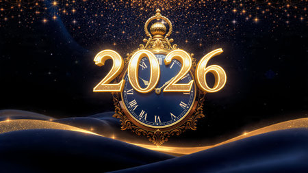 Elegant 2026 winter design with crystal-dust particles and refined silver glow.