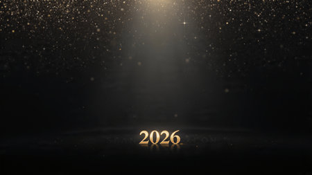 Premium 2026 New Year background with subtle ice-blue glitter glow, clean luxury mood.