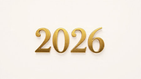 Premium New Year 2026 backdrop with smooth white gradient, subtle diamond-dust glow, ultra-sharp...
