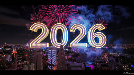 Elegant 2026 premium canvas with silver sparkle haze and crisp design space.