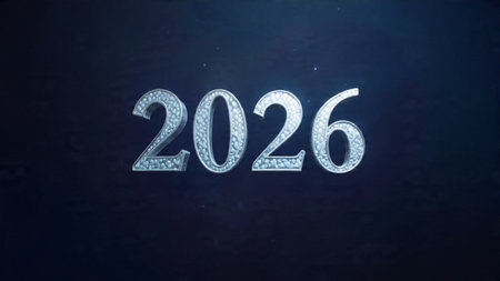 Premium 2026 New Year greeting with silky cool gradients and crisp layout balance.