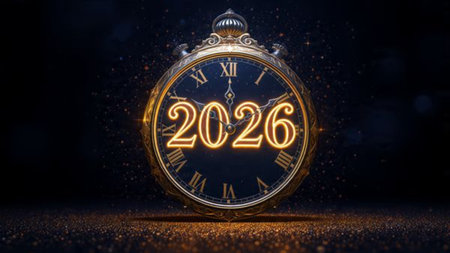 Luxury 2026 New Year visual with pearl frost haze and smooth lighting bloom.