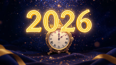 Elegant 2026 premium canvas with ice-glass reflections and soft winter sparkles.