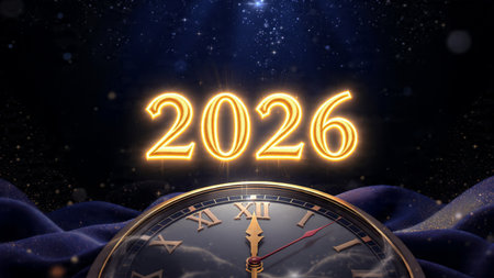 Premium 2026 greeting design with silver frost blur and calm winter glow mood.