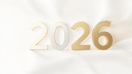 Premium 2026 New Year backdrop with smooth ice-glass reflections and calm winter mood.