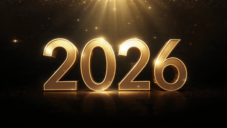 Premium 2026 New Year backdrop with smooth ice-glass reflections and calm winter mood.
