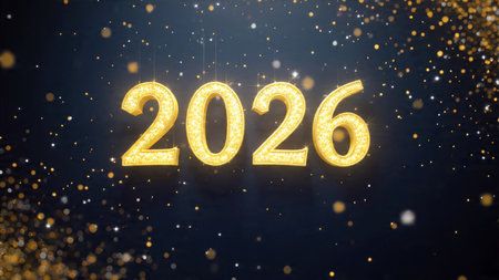 Premium 2026 New Year backdrop with smooth ice-glass reflections and calm winter mood.