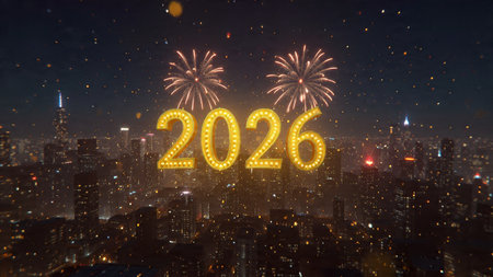 Premium 2026 New Year backdrop with smooth ice-glass reflections and calm winter mood.