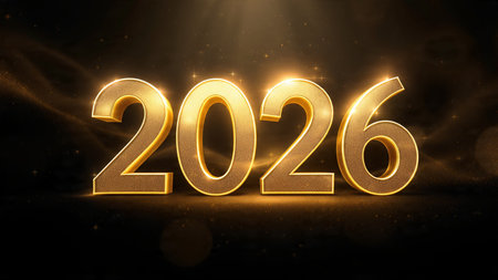 Elegant 2026 luxury background with crisp winter sparkle trails and clean copy space.