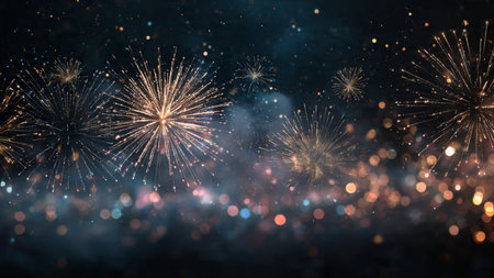 Midnight New Year background with glowing gold text and a refined luxury atmosphere.