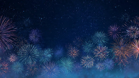 Science-fiction inspired New Year background with glowing effects.