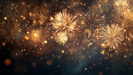 Color spark effects highlighting New Year countdown.