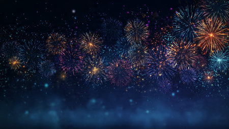 Dark cyber-tech New Year background with glowing highlights.