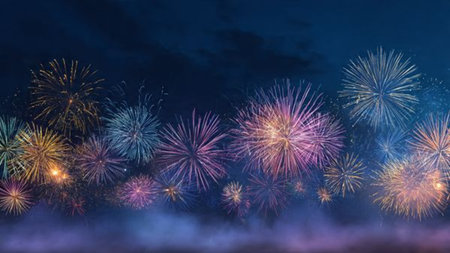 Balanced festive and professional New Year design.の写真素材