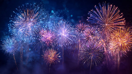 High-tech New Year design with vibrant neon glow.