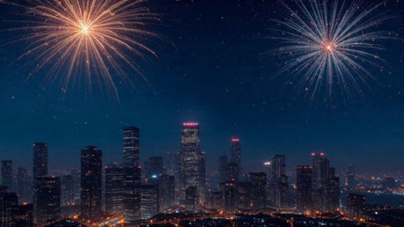 Business-appropriate festive New Year background.の写真素材