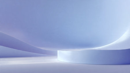 A clean and modern abstract background with blue and white glossy textures, providing an elegant and smooth composition.の写真素材