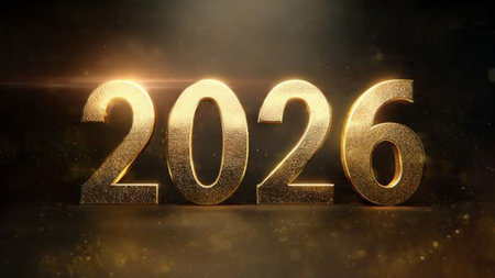 Elegant navy blue New Year backdrop with glowing silver particles and modern premium style.