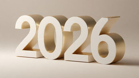 Grand New Year celebration background with flowing ribbon waves and elegant sparkle overlays.
