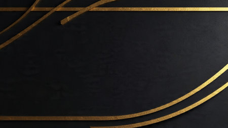 Black and gold New Year background with smooth glowing light reflections and abstract festive motion, ideal for luxury branding.の写真素材