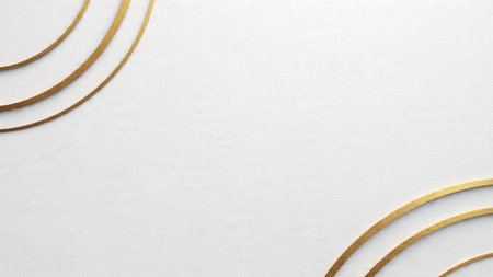 Abstract design with gold lines on a white background.の写真素材