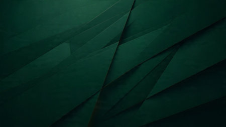 Elegant abstract dark green background with geometric shapes and flowing lines.の写真素材